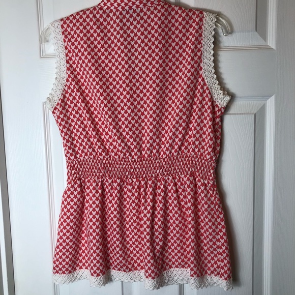 Rebellion V-Neck Red and White Heart blouse - Picture 7 of 7